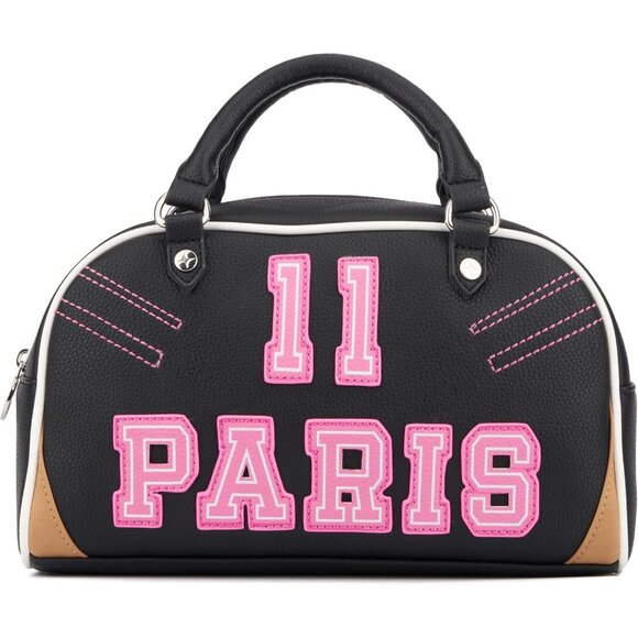 Paris Hilton Varsity Vegan Leather Bowler Satchel Hand Bag with Removable Strap - Picture 6 of 10